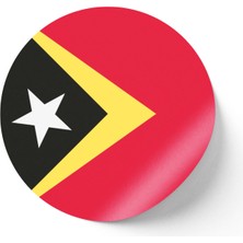 İberk 24 Adet - 7 cm Sticker Etiket - Vektörel Ülke Bayraklı East Timor Doğu Timor Bayrağı