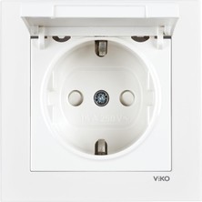 Valor Viko Karre 55 Beyaz Kapaklı Topraklı Priz C1 Mekanizma Çarpma Karşıtı