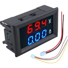 Valor Dijital Dual Voltmetre Ampermetre Volt Akım Ölçer Dc 0-100V 10A Kırmızı-Mavi, Voltmetre, Ampermetre