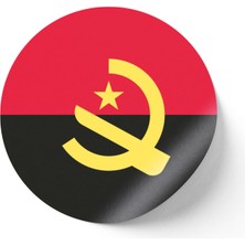 İberk 24 Adet - 7 cm Sticker Etiket - Vektörel Ülke Bayraklı Angola Bayrağı