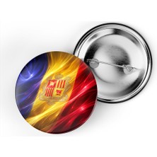 İberk 5 Adet - Iğneli Çanta Rozeti - Andorra – Andorra Bayrağı - Abstract Ülke Bayraklı