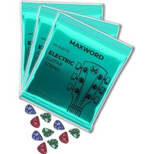 Valor Maxword Gt-Electric-3x Kaliteli Elektro Gitar Teli 3 Takım Set (10 Pena Hediye)