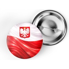 İberk 5 Adet - Iğneli Çanta Rozeti - Polonya – Poland Bayrağı - Abstract Ülke Bayraklı