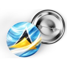 İberk 5 Adet - Iğneli Çanta Rozeti - Saint Lucia – Saint Lucia Bayrağı - Abstract Ülke Bayraklı