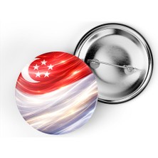 İberk 5 Adet - Iğneli Çanta Rozeti - Singapur – Singapore Bayrağı - Abstract Ülke Bayraklı