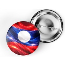 İberk 5 Adet - Iğneli Çanta Rozeti - Laos – Laos Bayrağı - Abstract Ülke Bayraklı