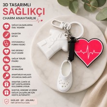 Dinç Spor 3D Tasarımlı Sağlıkçı Temalı Charm Anahtarlık
