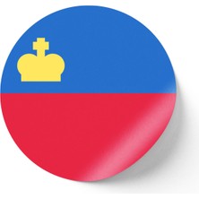 İberk 24 Adet - 7 cm Sticker Etiket - Vektörel Ülke Bayraklı Liechtenstein Lihtenştayn Bayrağı