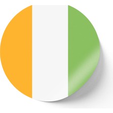 İberk 24 Adet - 7 cm Sticker Etiket - Vektörel Ülke Bayraklı Ivory Coast Fildişi Sahili Bayrağı