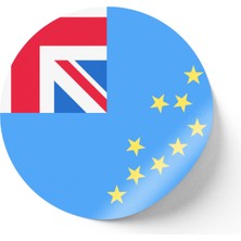 İberk 24 Adet - 7 cm Sticker Etiket - Vektörel Ülke Bayraklı Tuvalu Bayrağı