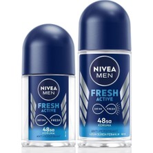Valor Nivea Men Erkek Roll-On Deodorant Fresh Active 50ML ve Mini Roll-On Fresh Active 25ML