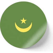 İberk 30 Adet - 5.5 cm Sticker Etiket - Vektörel Ülke Bayraklı Mauritania Moritanya Bayrağı