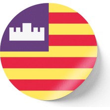 İberk 30 Adet - 5.5 cm Sticker Etiket - Vektörel Ülke Bayraklı Balearic Islands Balear Adaları Bayrağı