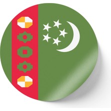 İberk 24 Adet - 7 cm Sticker Etiket - Vektörel Ülke Bayraklı Turkmenistan Türkmenistan Bayrağı