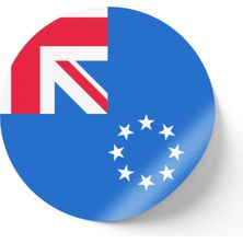 İberk 30 Adet - 5.5 cm Sticker Etiket - Vektörel Ülke Bayraklı Cook Islands Cook Adaları Bayrağı