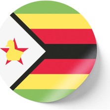 İberk 24 Adet - 7 cm Sticker Etiket - Vektörel Ülke Bayraklı Zimbabwe Zimbabve Bayrağı