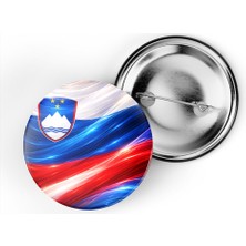İberk 5 Adet - Iğneli Çanta Rozeti - Slovenya – Slovenia Bayrağı - Abstract Ülke Bayraklı