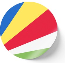 İberk 24 Adet - 7 cm Sticker Etiket - Vektörel Ülke Bayraklı Seychelles Seyşeller Bayrağı