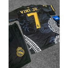 Breathless R.e.a.l Madridd Dragon Özel Tasarım Vini Jr Çocuk Forması 2'li Set (Black)