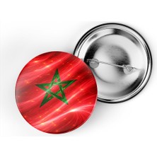 İberk 5 Adet - Iğneli Çanta Rozeti - Fas – Morocco Bayrağı - Abstract Ülke Bayraklı
