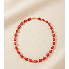 Mimoza Accessories Mercan Işıltısı Altın Detay Kolye