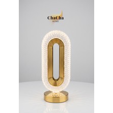 Chacha Home Senya LED Masa Lambası 26 cm - Gold Detaylı Dekoratif Abajur ve Gece Lambası