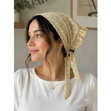 Mufin Collection Pamuklu Poplin Çiçek Desenli Fırfır Detaylı Üçgen Form Kadın Bandana – Günlük Kullanım Saç Bandanası