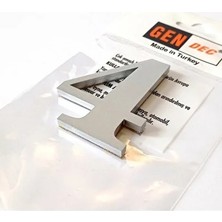 CATEKSSS 8 cm No = 4 Yapışkanlı Metalik Gri Kapı Numarası Metal