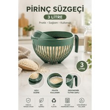 Stile Cucina 3 Litre Pirinç Süzgeci | Çıkarılabilir Kapaklı, PP Plastik, BPA İçermez, Bulaşık Makinesinde Yıkanabilir