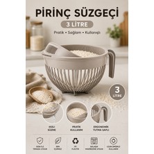 Stile Cucina 3 Litre Pirinç Süzgeci | Çıkarılabilir Kapaklı, Pp Plastik, Bpa Içermez, Bulaşık Makinesinde Yıkanabilir