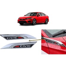 Modi Honda Civic Fe1 2022 ve Sonrası Uyumlu Çamurluk Üstü Ventil Dekoru Seti Krom