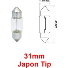 Modi Japon Tip Sofit Ampul Şeffaf Iç Aydınlatma Plaka Lambası C10W 12V 10W 31MM 1 Adet
