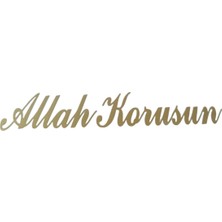 Modi Allah Korusun Yazılı Oto Sticker Gold 14X3CM