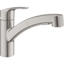 1001 30306DC1 Eurosmart Çift Püskürtme Pull-Out Mutfak Bataryası Püskürtücülü Supersteel (Paslan