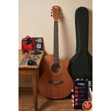 1001 PHX-187 Masif Ağaç Akustik Gitar 4/4 Yetişkin Boy