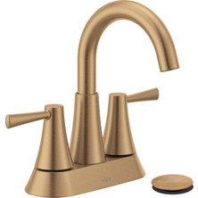 1001 Ronan Bronzlaştırılmış Altın Iki Kulplu 4" Centerset Modern Banyo Bataryası Push-Down Drenaj
