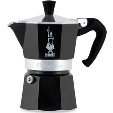 1001 Moka Express Siyah: 3 Cups Ocak Üstü Espresso Pişirici - 130ML - Alüminyum Gövde - Patentli Gü