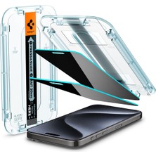 1001 iPhone 15 Pro ile Uyumlu Kolay Kurulum Cam Ekran Koruyucu Glas.tr Ez Fit Privacy Hd (2 Adet) Hayalet