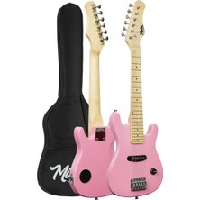 1001 CEG-30PK 4-6 Yaş Çocuklar Için Amfili Full 1/4 30 Inç Elektro Gitar Seti Pembe