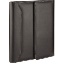 1001 4513 Ajanda Tarihsiz Kareli 17 x 24 cm Ajanda/defter Hesap Makineli Suni Deri Organizer, Siyah