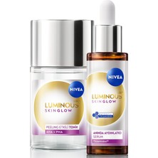 1001 LUMINOUS630 Skin Glow Anında Aydınlatıcı Serum 30ML ve Peeling Etkili Tonik 100ML, Eşit Cilt To