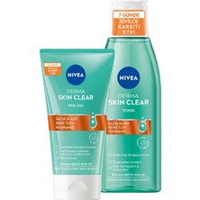 1001 Derma Skin Clear Sivilce Karşıtı Yüz Temizleyici Peeling 150ML ve Nemlendirici Tonik 200ML, Yağ