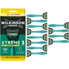 1001 Xtreme 3 Sensitive, 8 + 4 Adet Tek Kullanımlık Tıraş Makinesi, E Vitamini ve Aloe Vera Yağlama