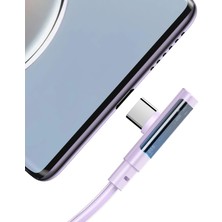 1001 CA-3421 Usb-A To Type-C 100W 6A L Tip Süper Hızlı Şarj Kablosu 1.2m Mor