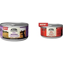 1001 Premium Pate (Ezme) Konserve Yaş Kedi Maması, Tavuklu ve Balıklı, Yavru Kedi, 85 gr ve Acana Pre