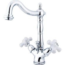 1001 KS1431PX Heritage Iki Kollu Banyo Musluğu, Porselen Çapraz Saplı, Pirinç Pop-Up, 15,7 Cm, Cilal