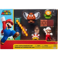 1001 Super Marıo Süper Mario Nitendo Lav Kalesi'ne 2,5 " Şekil Diorama Set Play Içerir: Fireballs, Blo
