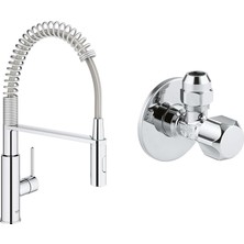 1001 Get Eviye Bataryası Krom + 2 Adet 55MM Ara Musluk Seti