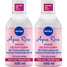 1001 Aqua Rose Organik Gül Suyu Içeren Çift Fazlı Makyaj Temizleme Suyu, 400 Ml, Tüm Cilt Tipleri I