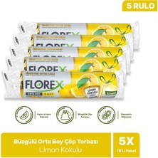 1001 Büzgülü Limon Kokulu Orta Boy Çöp Poşeti x 5 Rulo